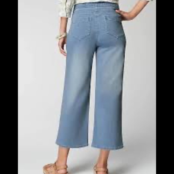 J. Jill Denim Women 12P Blue Summer Breeze Chambray Wide Leg Crop Belt Pants NWT - Picture 15 of 15